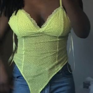 NEVER WORN polka dot yellow bodysuit